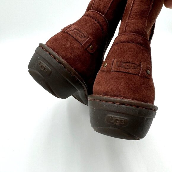 UGG Women 9 Neevah Brown Suede Sheepskin Lined Boots Cold Winter 1003421 - Picture 7 of 12